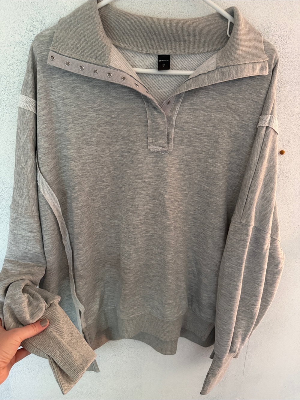 Heather Gray Snap-Trim Pullover Tunic